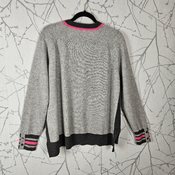 Brodie Cashmere 100% Cashmere Button Front Varsity Pop Cardigan - Picture 4 of 7